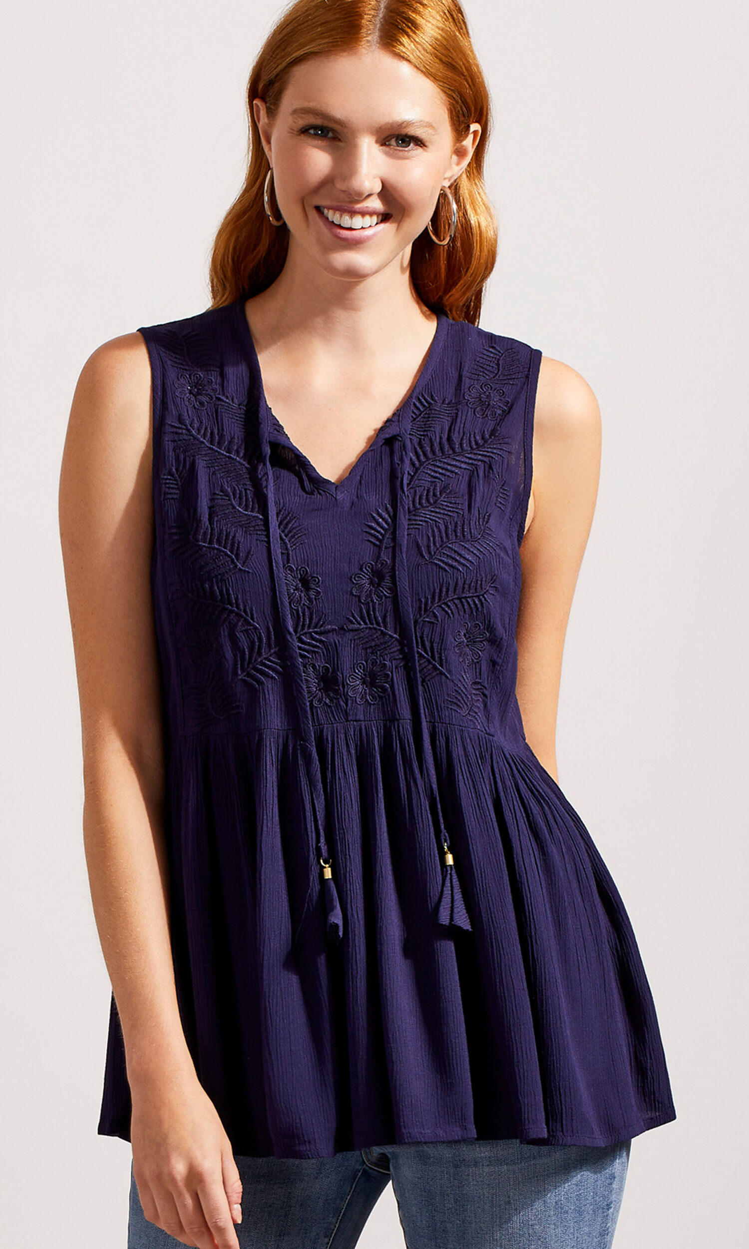 Embroidered Babydoll Blouse Image 1