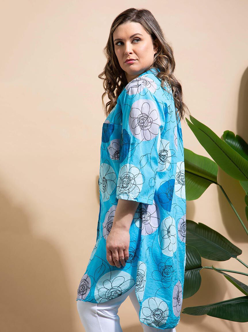 &frac34; Sleeve Floral Tunic Image 2