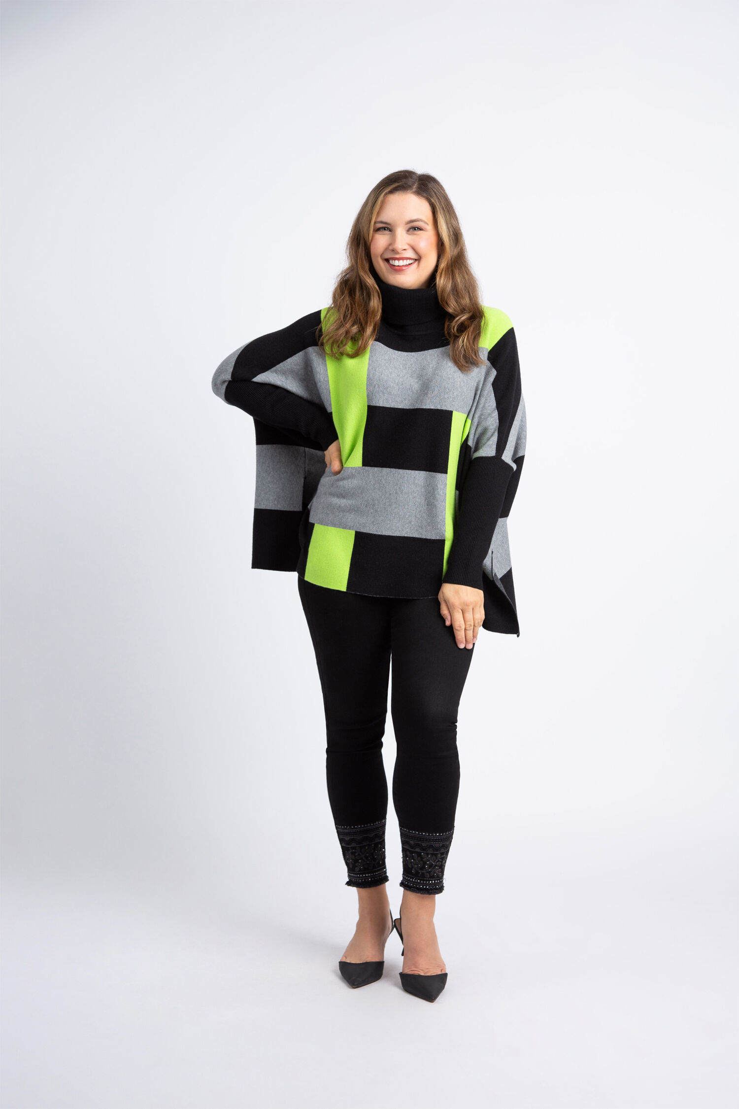 Color Block Turtleneck Sweater  Image 1