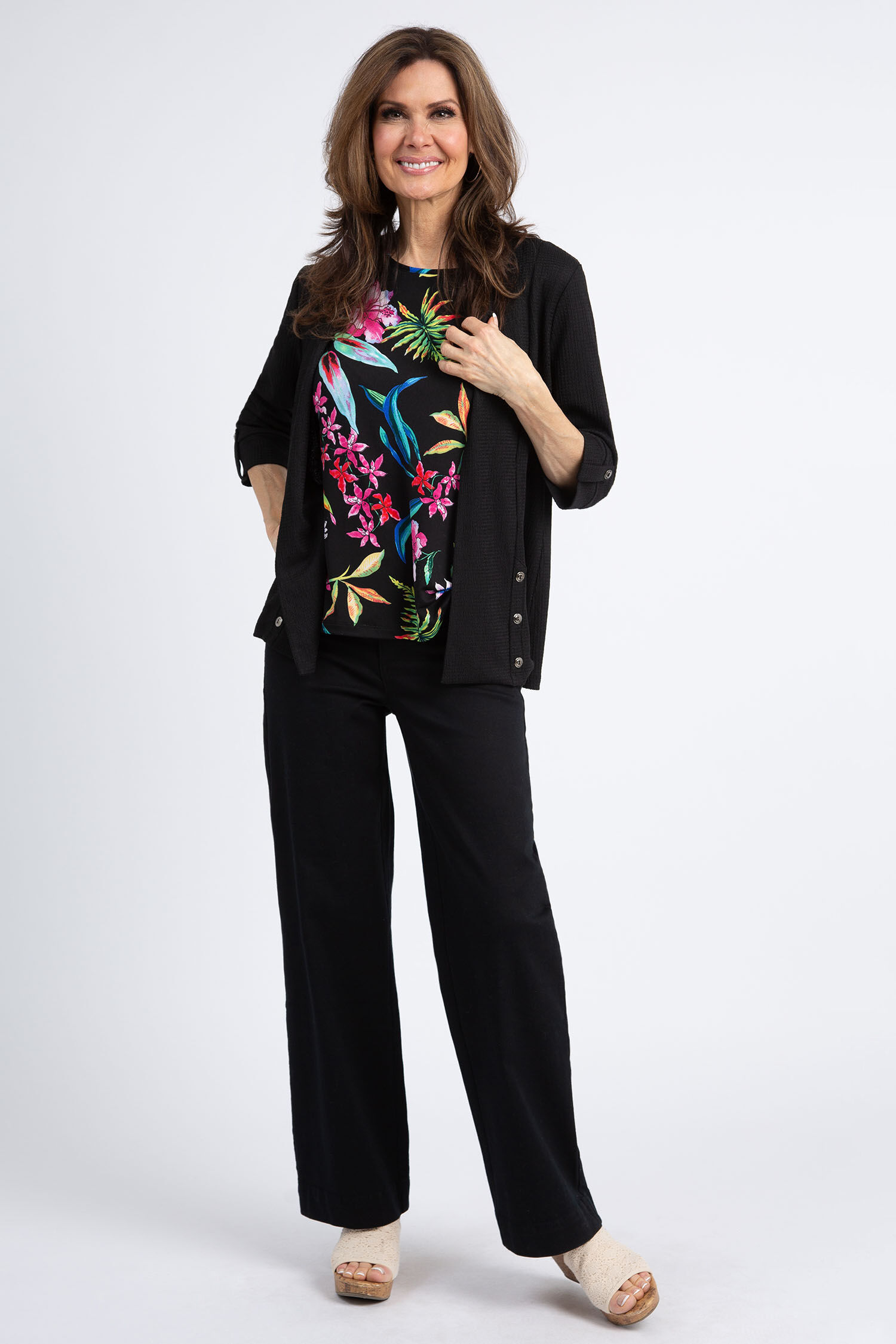 Three Quarter Sleeve Textured Cardigan Image 3