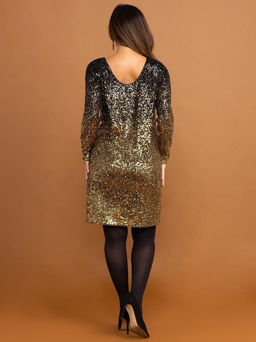 gold sequin dress black tights gold sequin dress with black tights