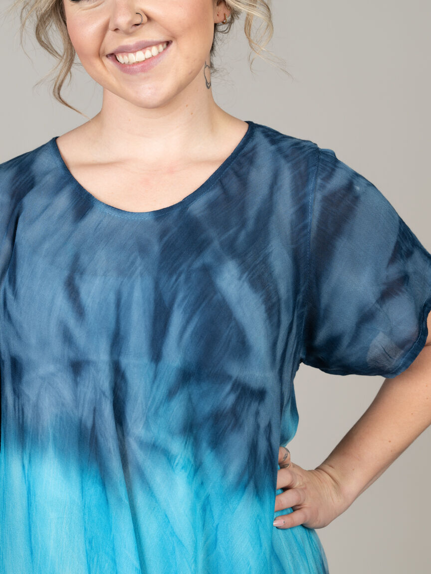 Short Sleeve Tie Dye  Dress