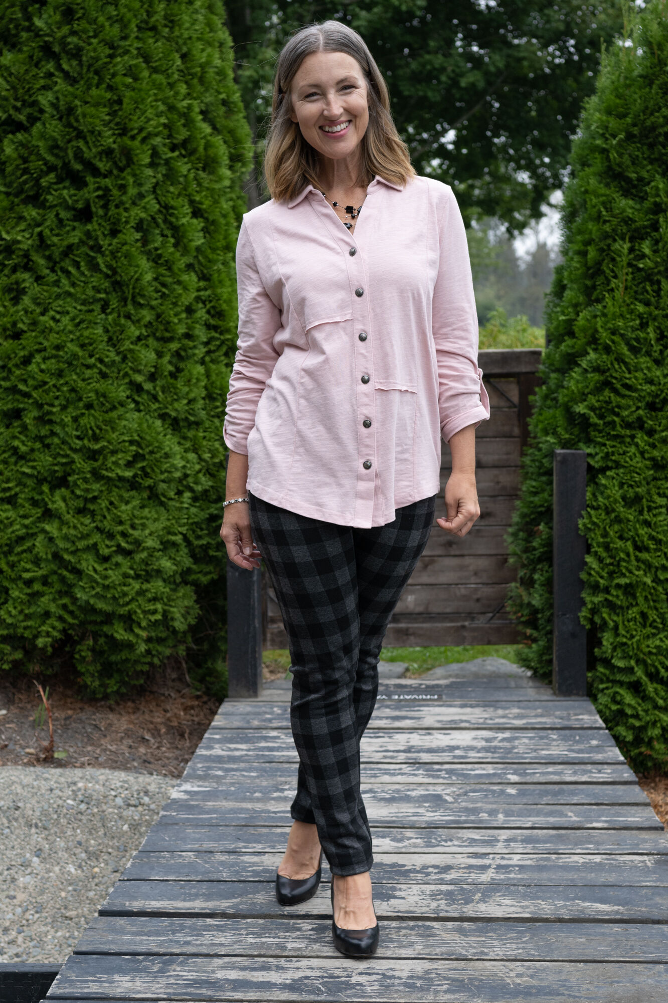 Pull-On Plaid Smoothening And Slimming Taper Leggings Image 3