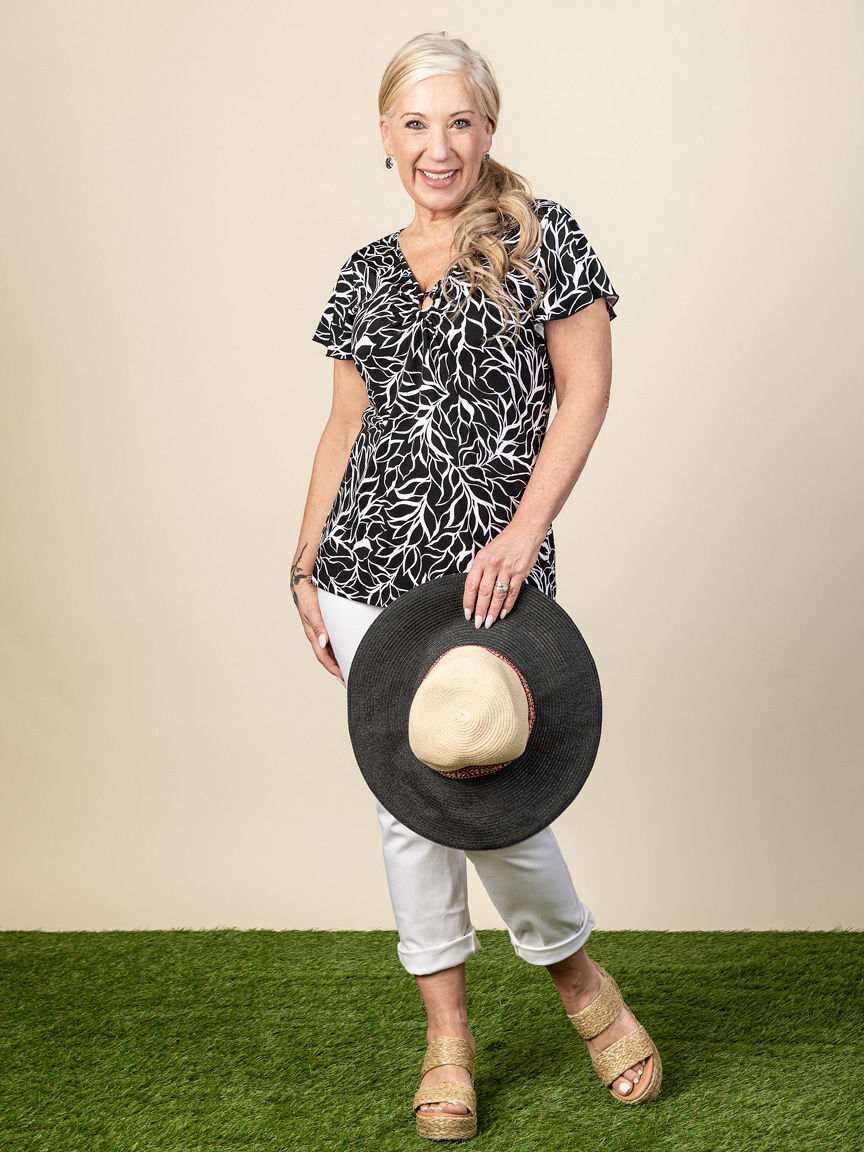 Short Sleeve Keyhole Top  Image 2