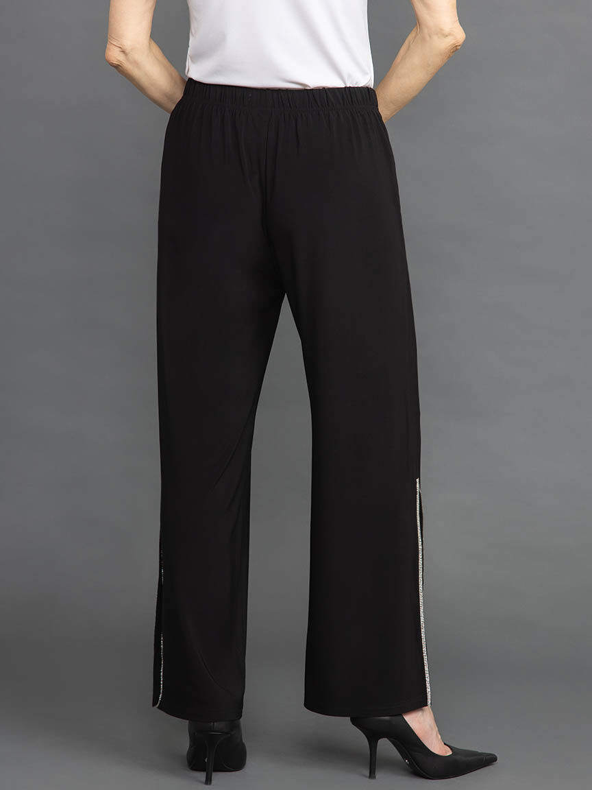  Wide Leg Pant with Slit and Jewels  Image 4