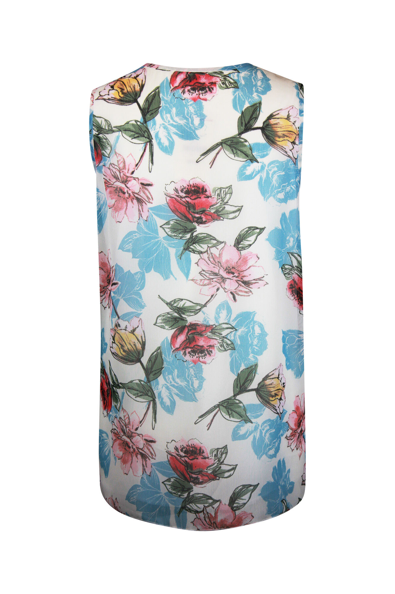 Sleeveless Blouse with Waterfall Detail Image 2