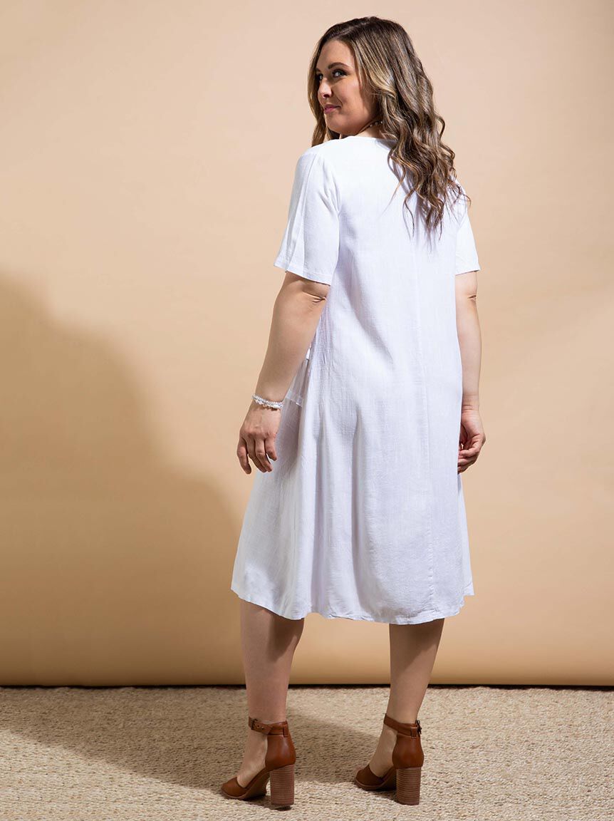 Short Sleeve Linen Midi Dress Image 3