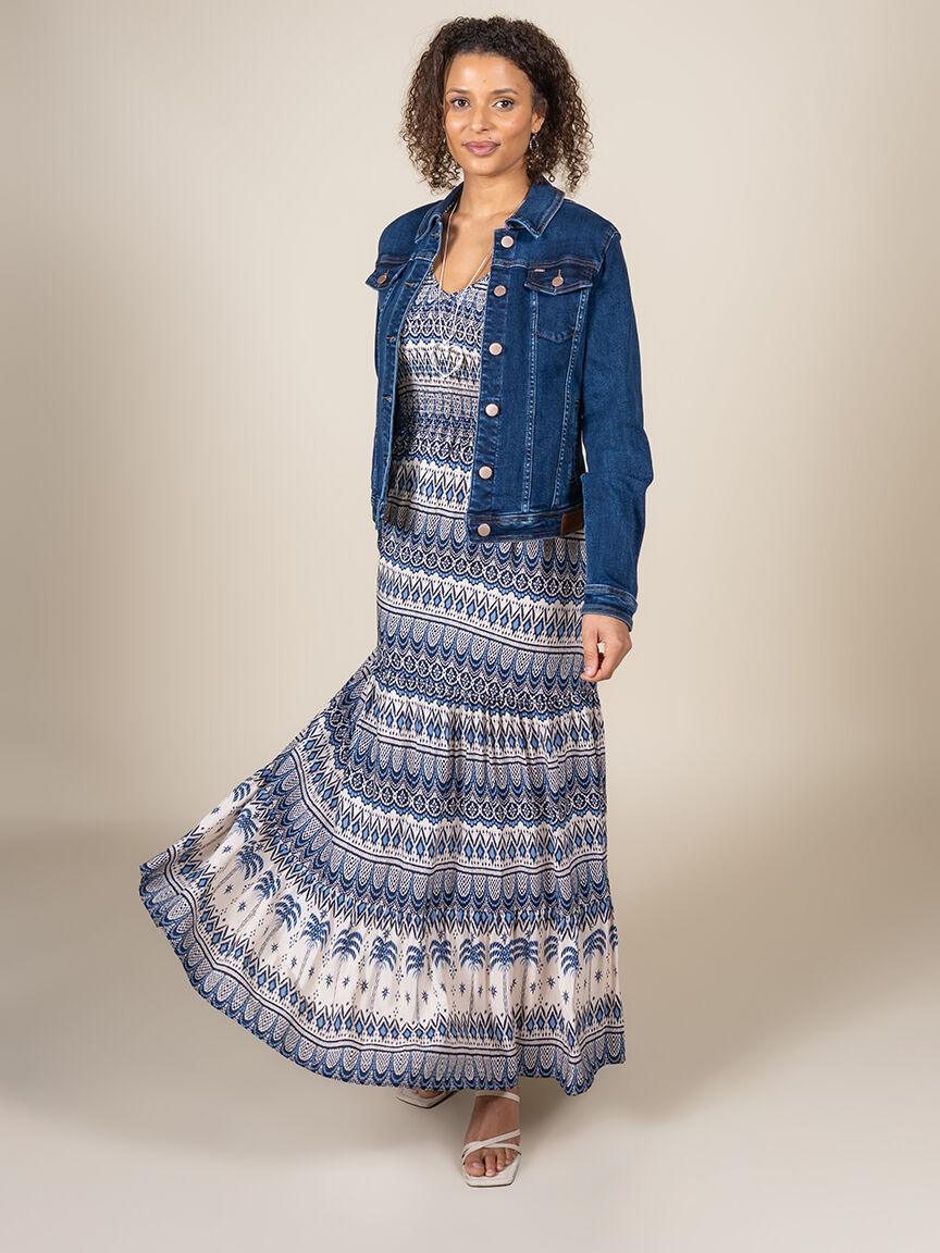 Short Sleeve Maxi Dress with Smocking Image 1