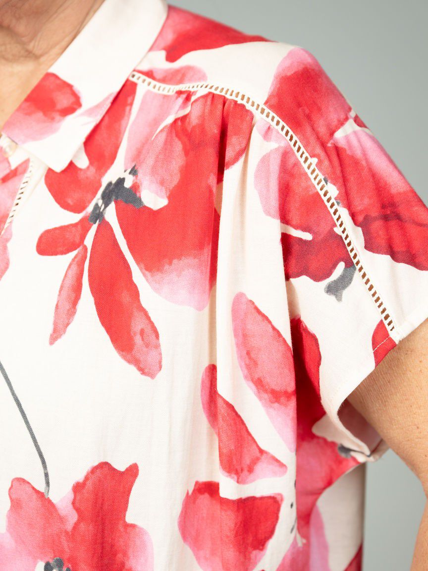 Collared Button-Up Top With Front Tie
