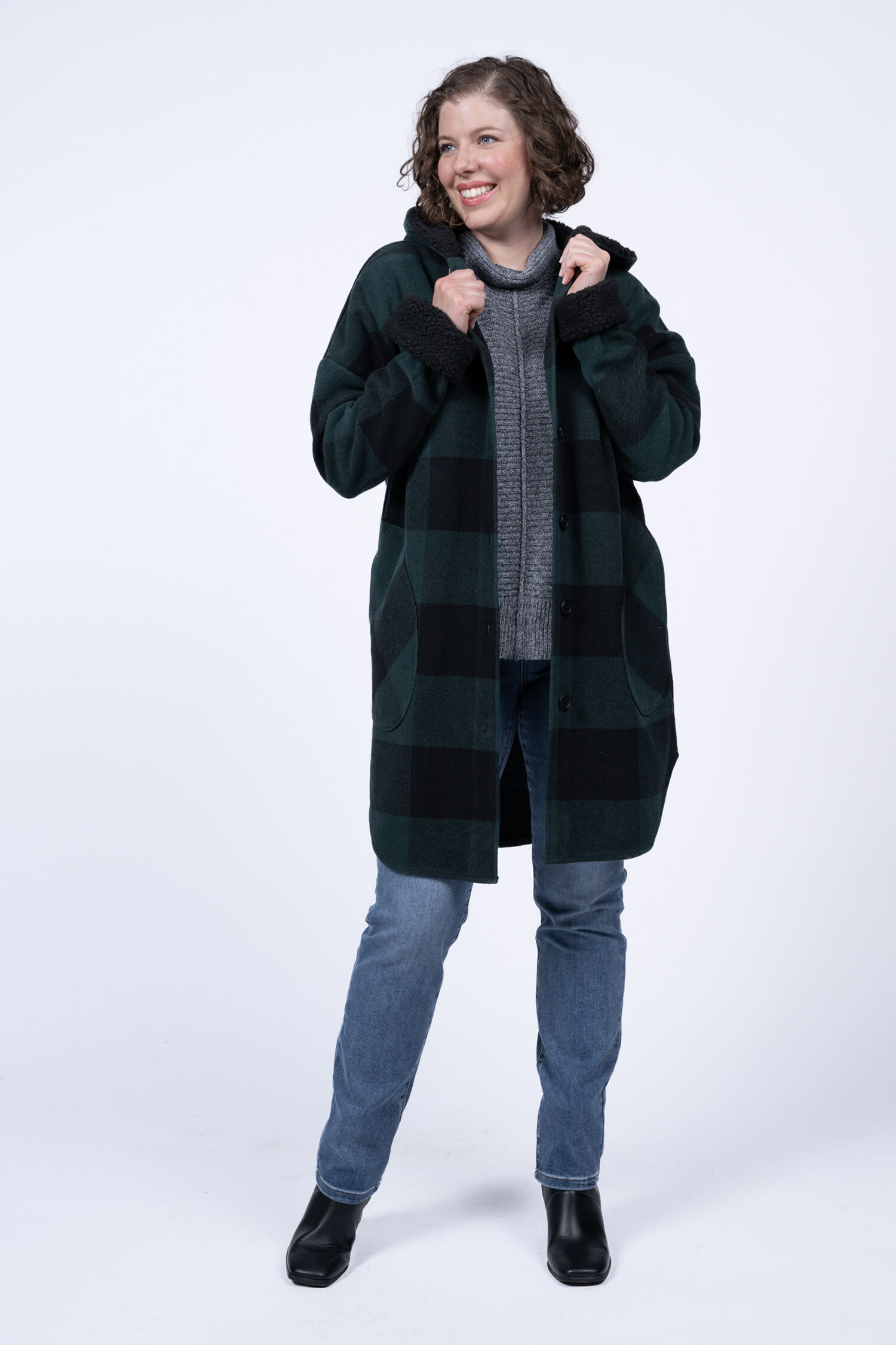 Buffalo Plaid Hooded Shacket  Image 3