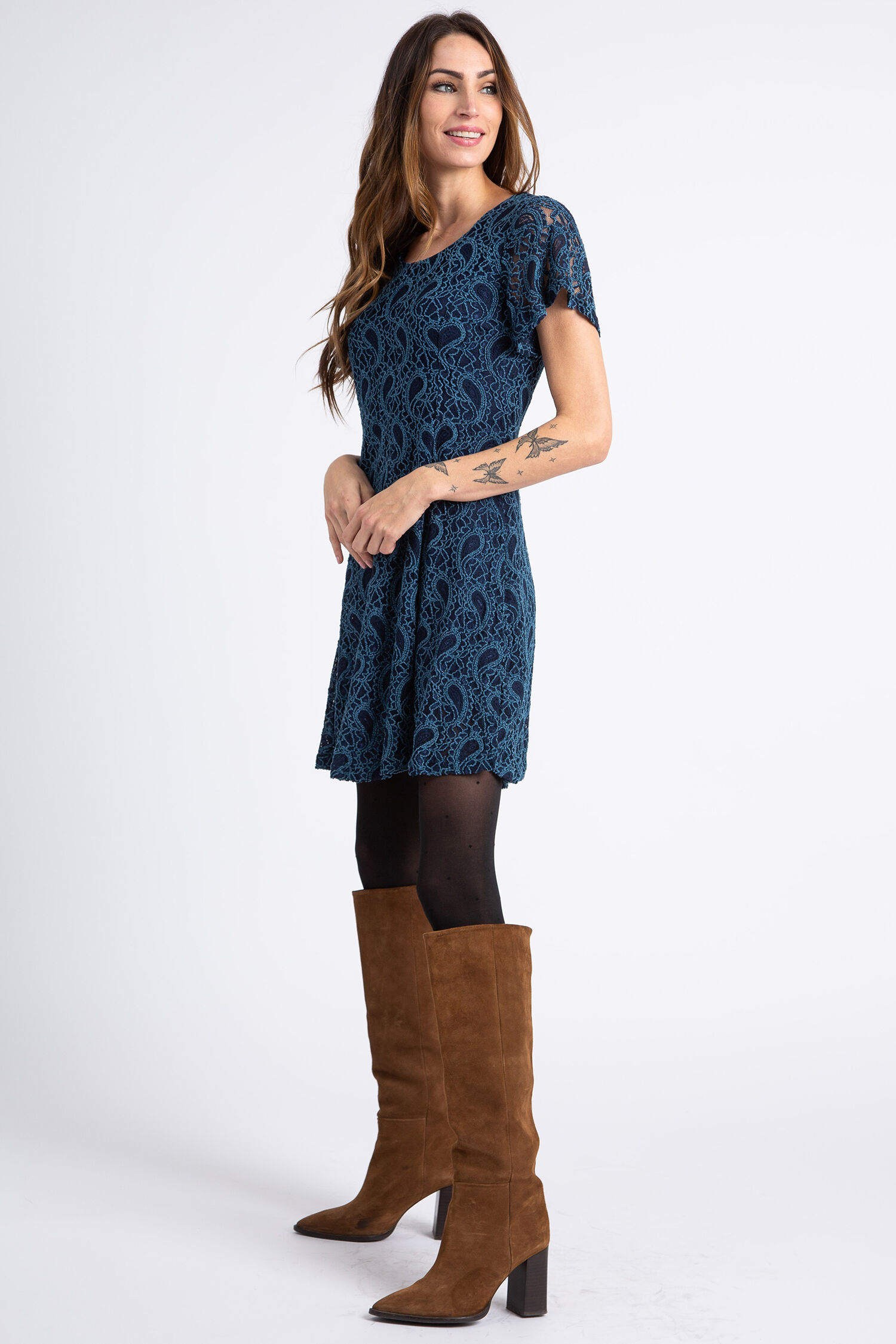 Flutter Sleeve Lace Dress Image 2