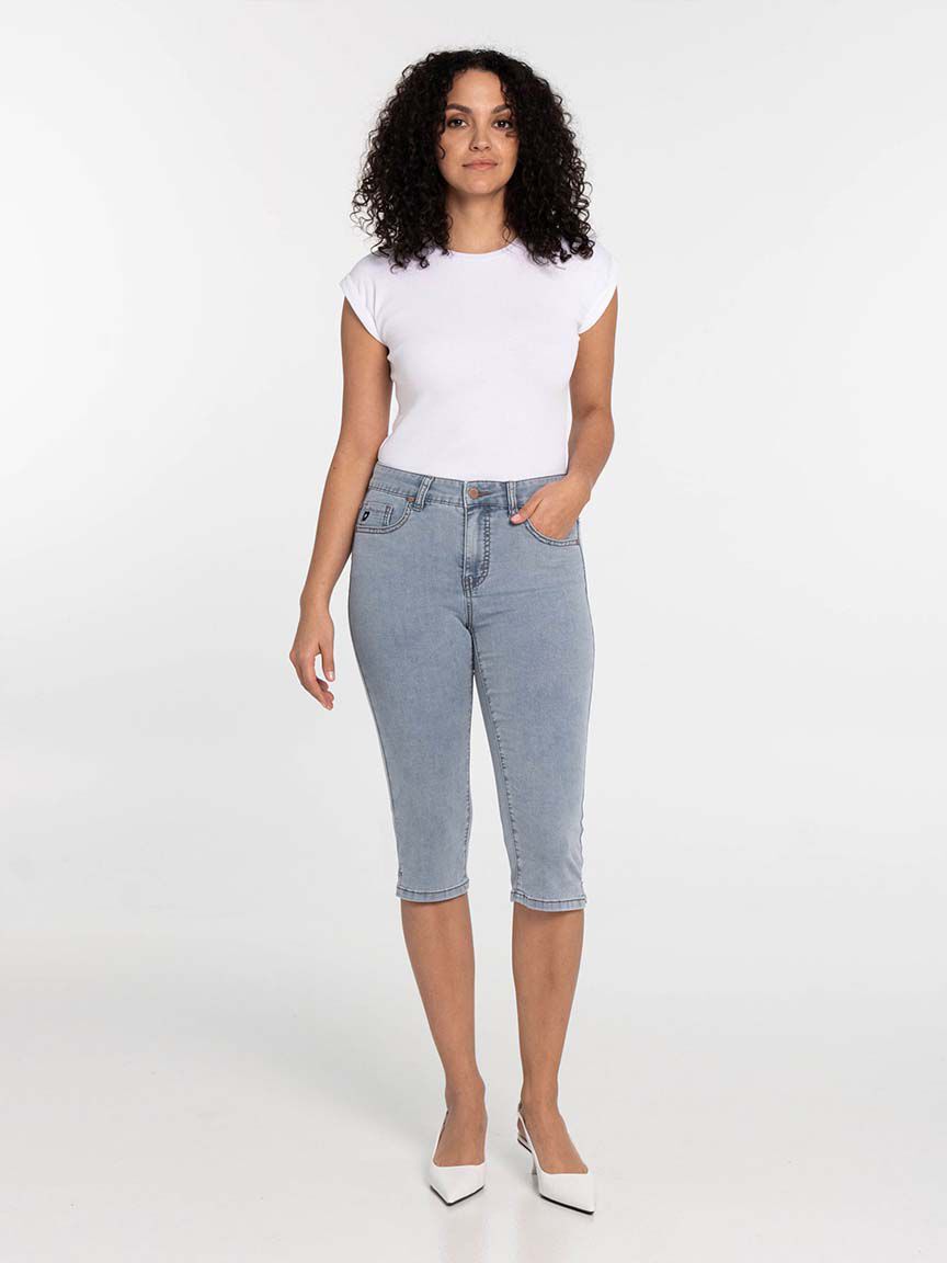 Slim Fit Capri Pants with Side Slits