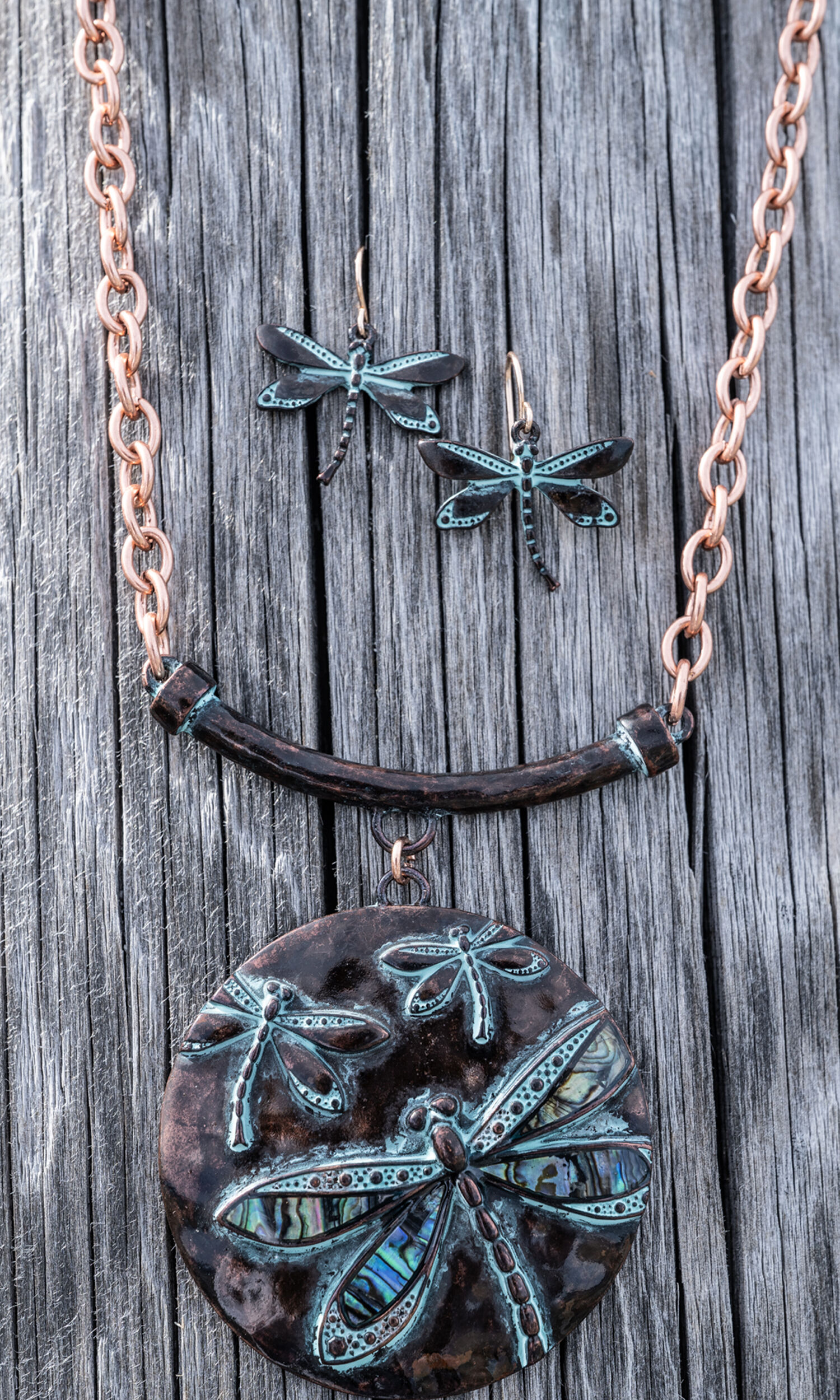 Antique Dragonfly Necklace Set 