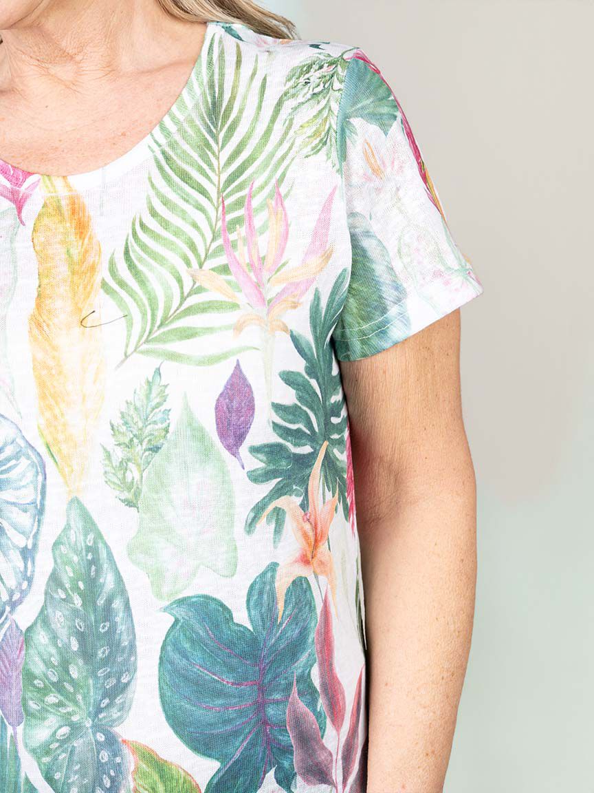 Henley Top with Roll-Tab 3/4 Sleeves