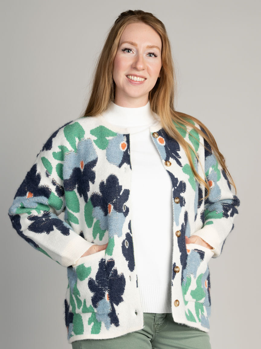 Floral Button-Up Cardigan