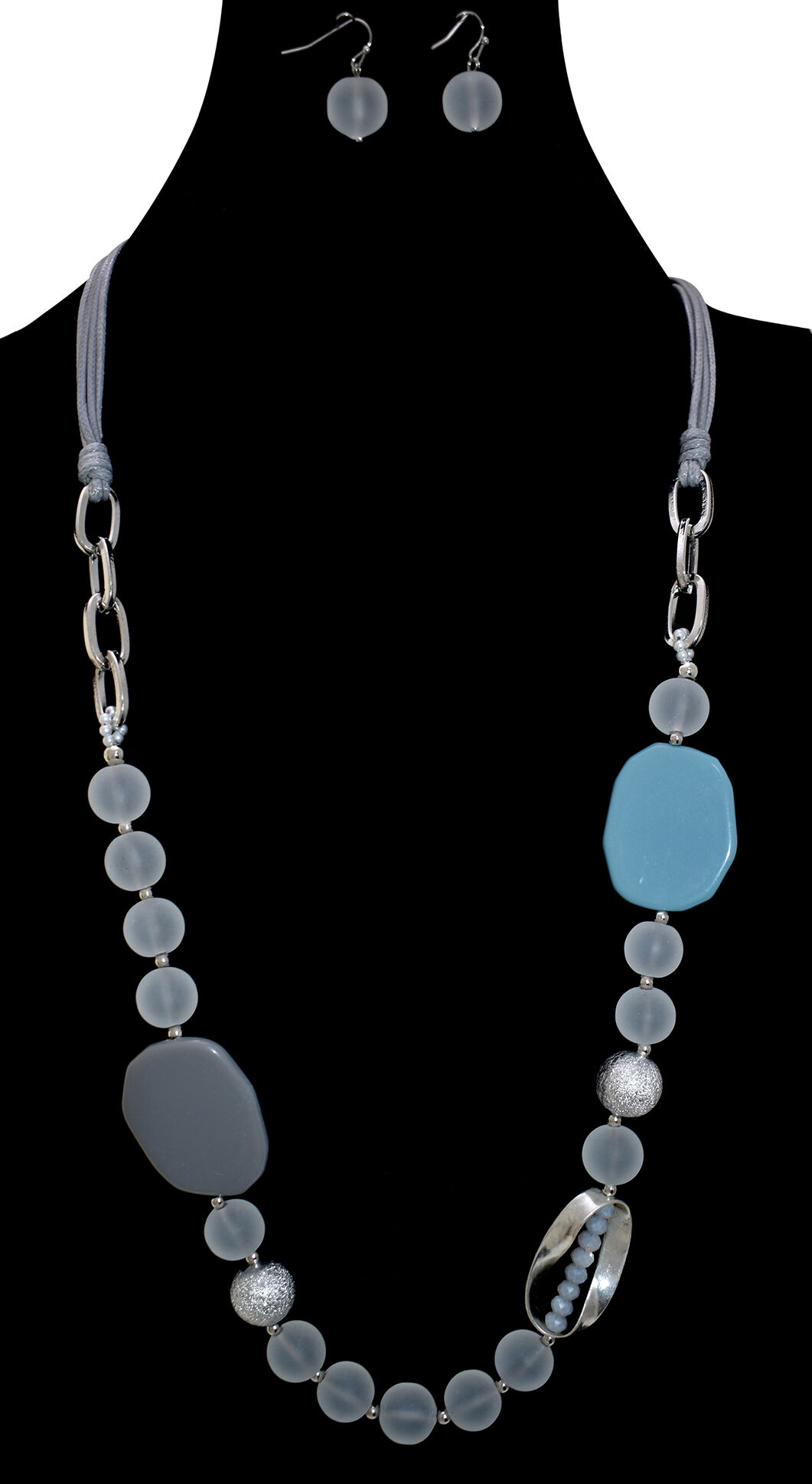 Bead And Stone Cord Neckalce Set