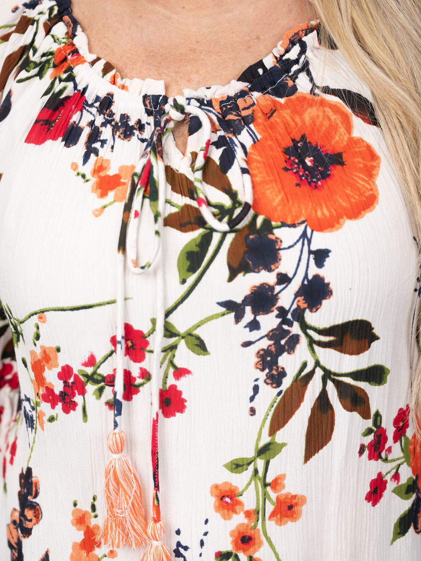 3/4 Sleeve Flowy Floral Top