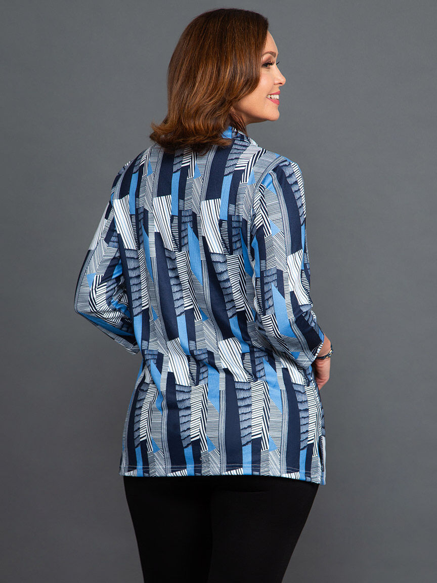 &frac34; Sleeve Split Cowl Neck Top Image 4