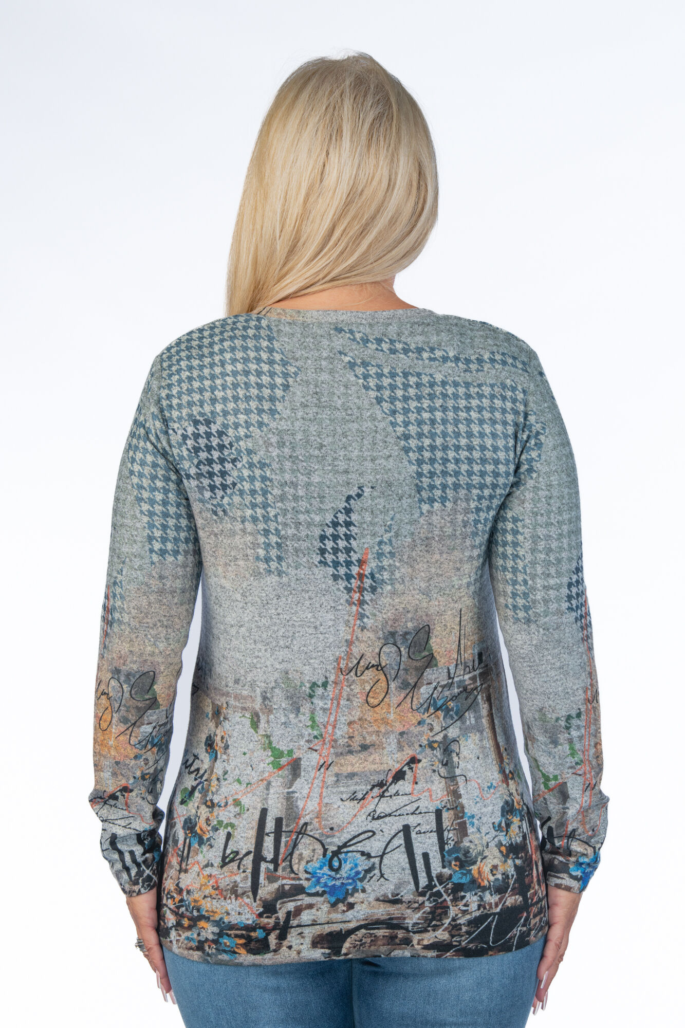 Blue Graphic Studded Shirt Image 2