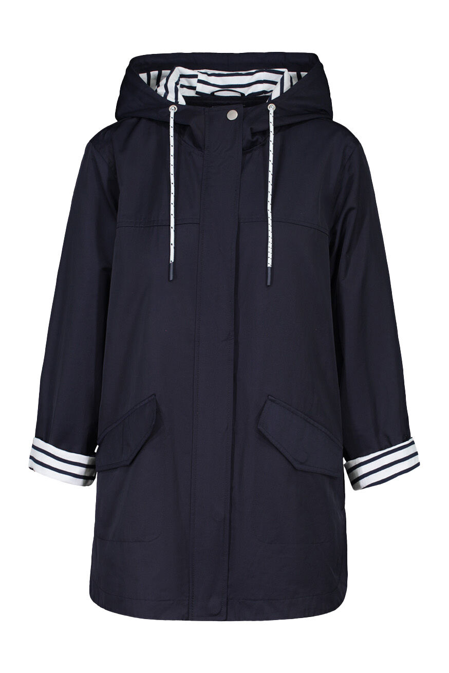 Hooded Rain Jacket with Striped Lining Image 3