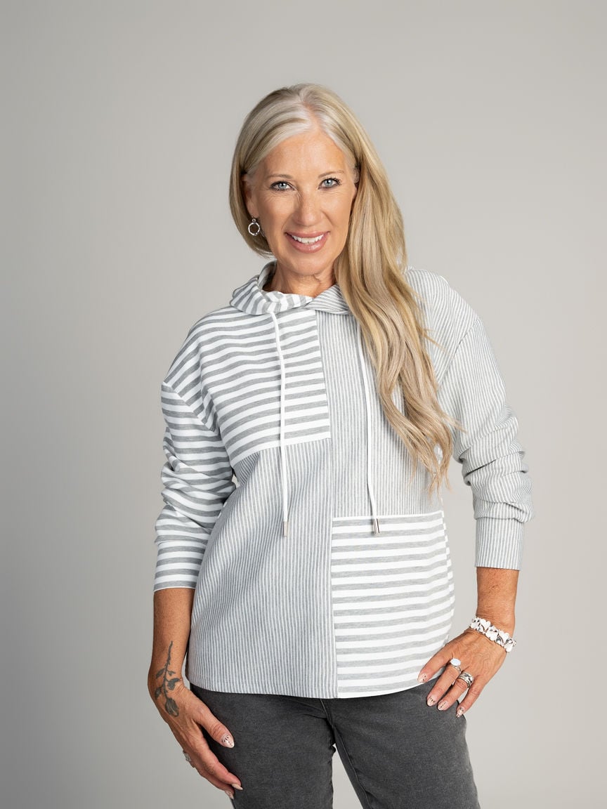 Striped Hooded Top