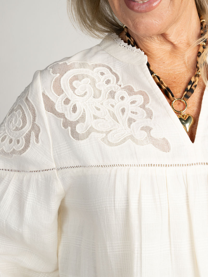 Embroidered Yoke Blouse