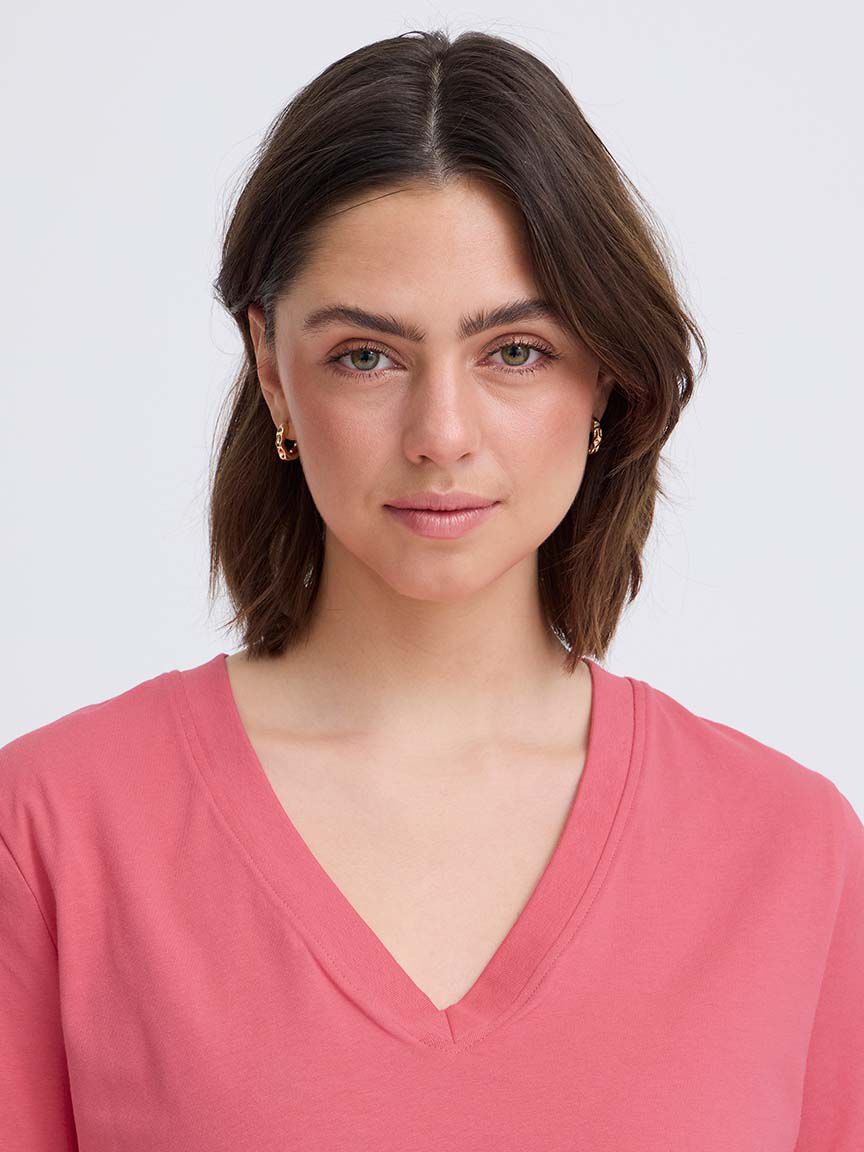 Short Sleeve V-Neck Cotton Shirt Image 3