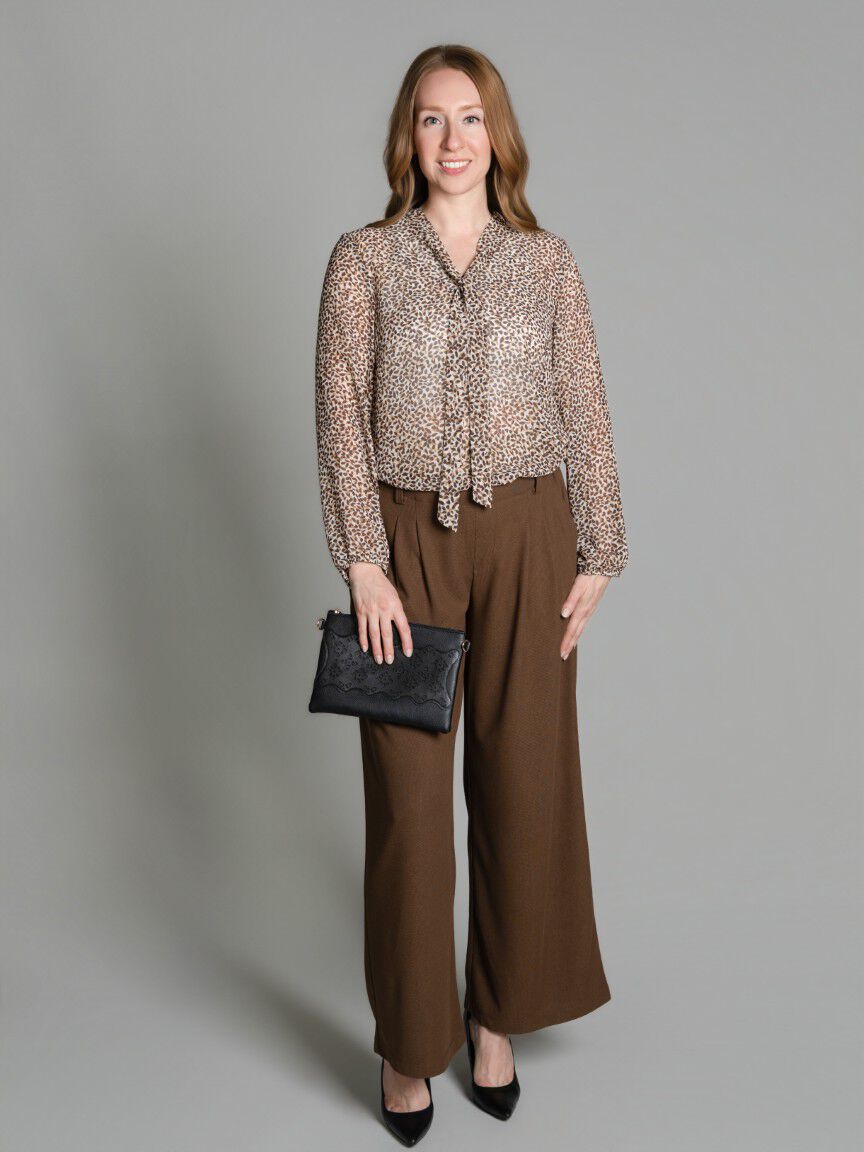 Printed Tie Neck Blouse