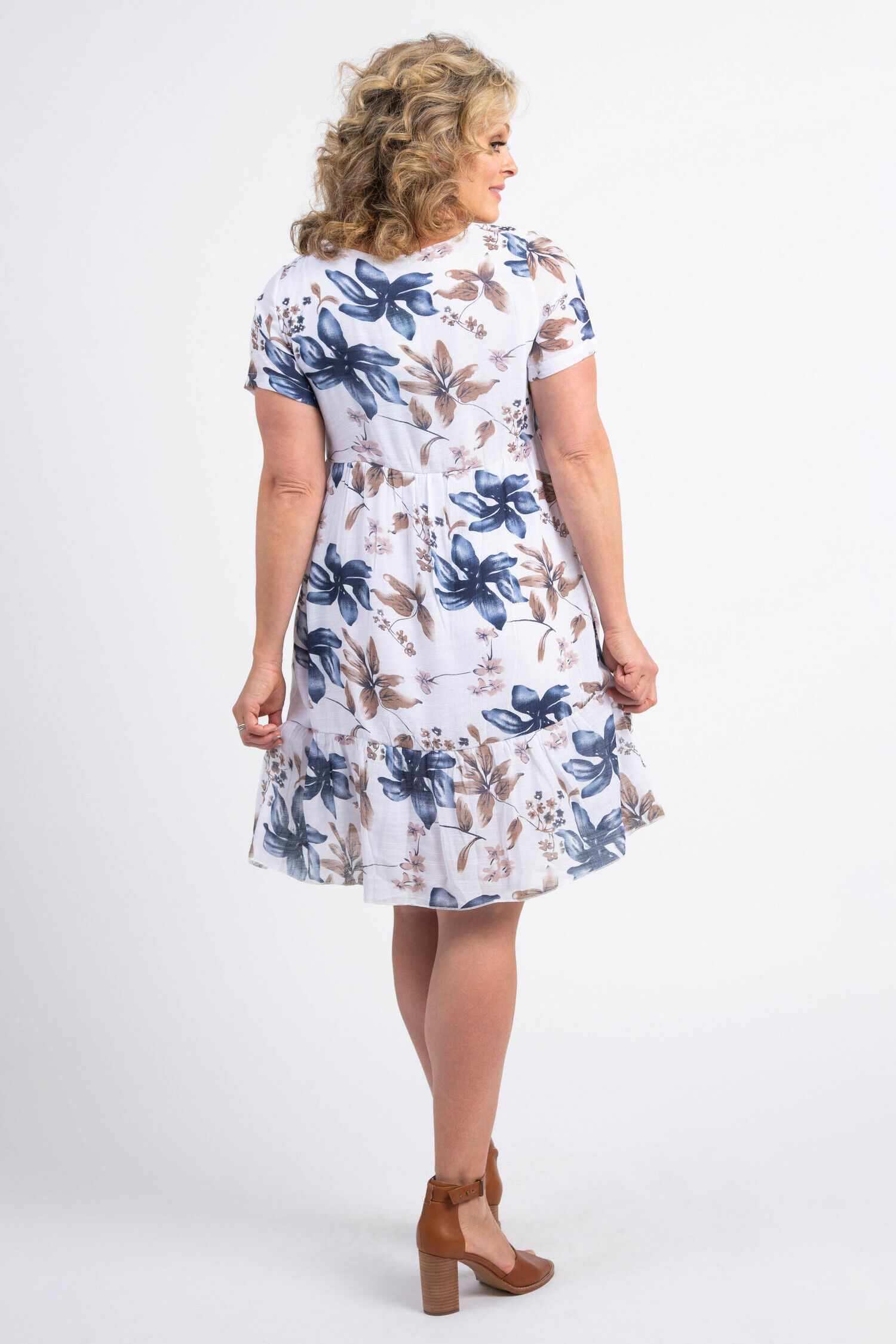 Short Sleeve Floral Babydoll Dress Image 3
