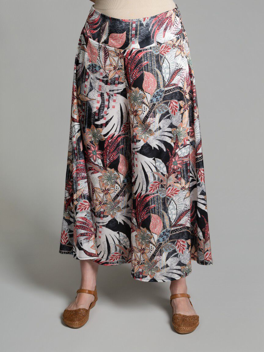 Pull-On Wide Leg Cropped Pants