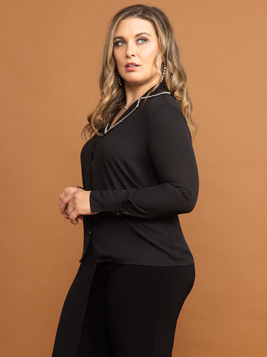 Jeweled Collar Blouse Image 3