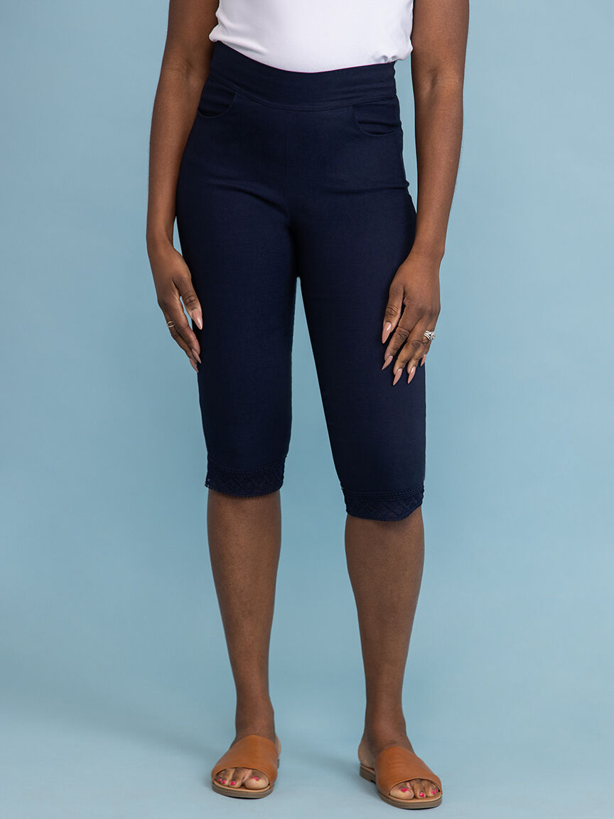 Lace Trimmed Pull on Capri  Image 2