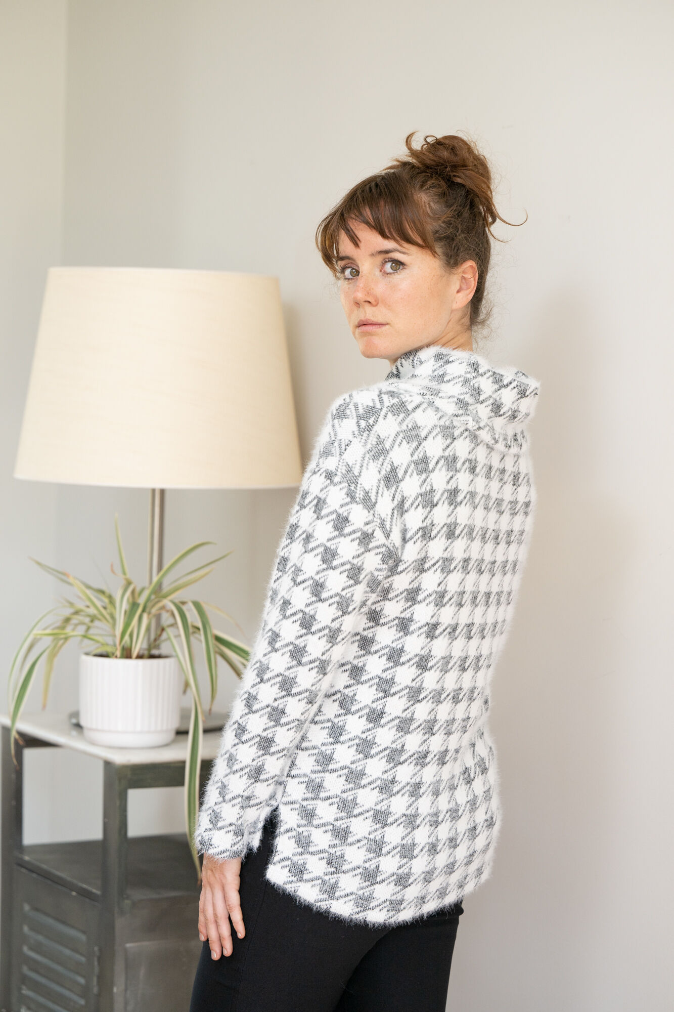 Houndstooth Eyelash Sweater Image 4