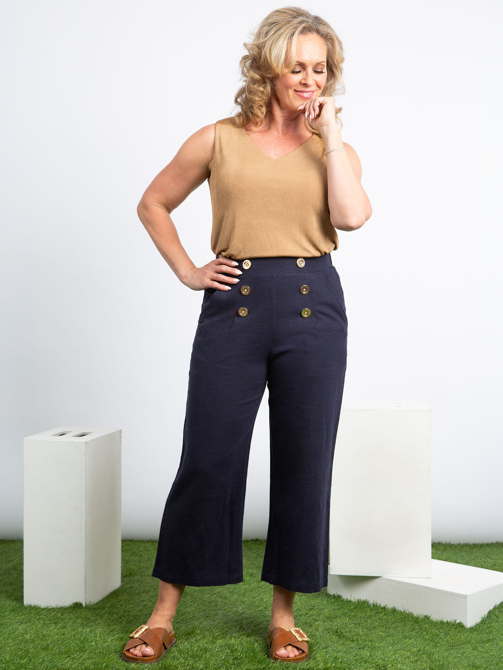 Front Button Linen Trouser Image 1