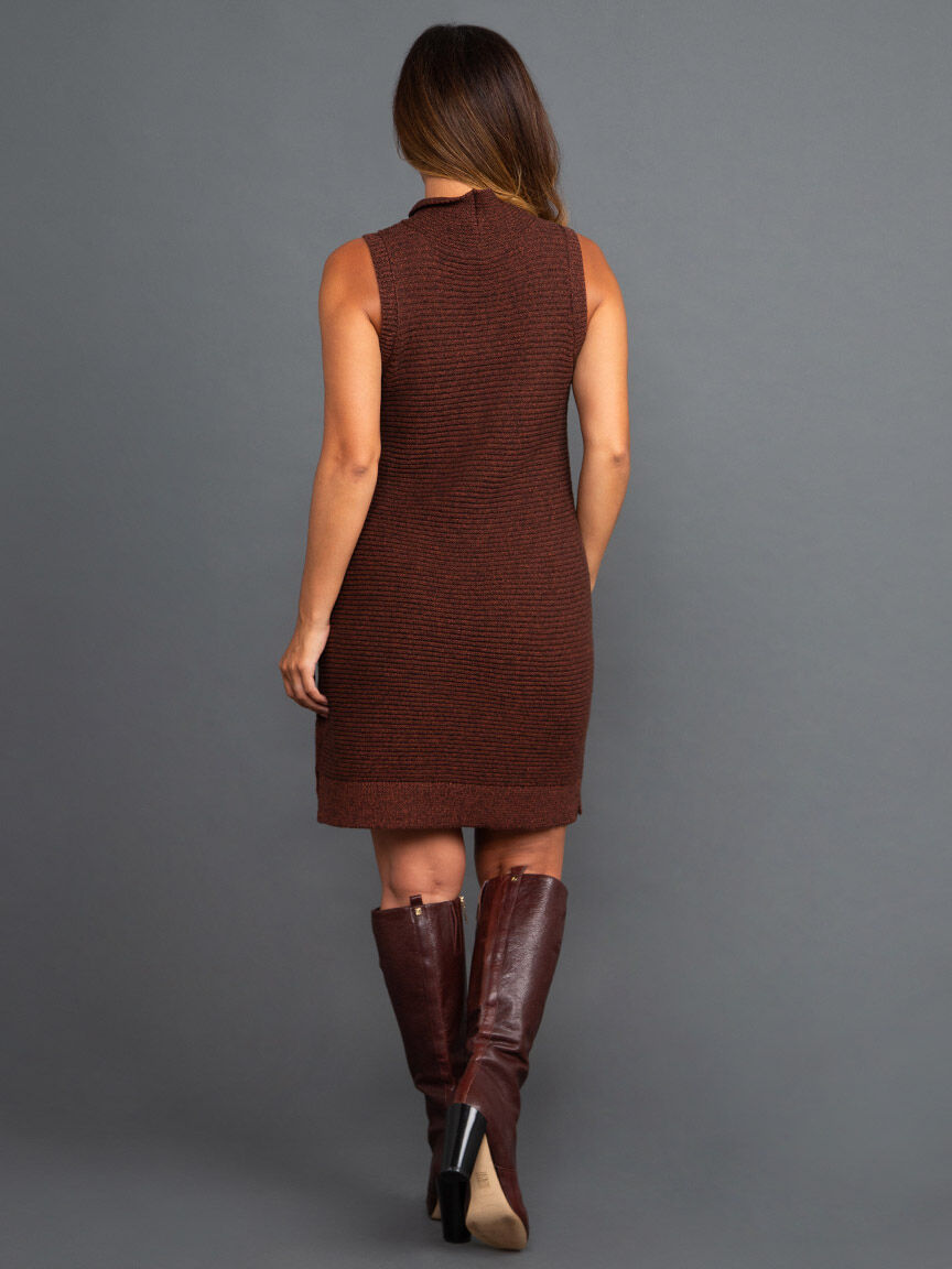 Sleeveless Space Dyed Mock Neck Sweater Dress Image 3