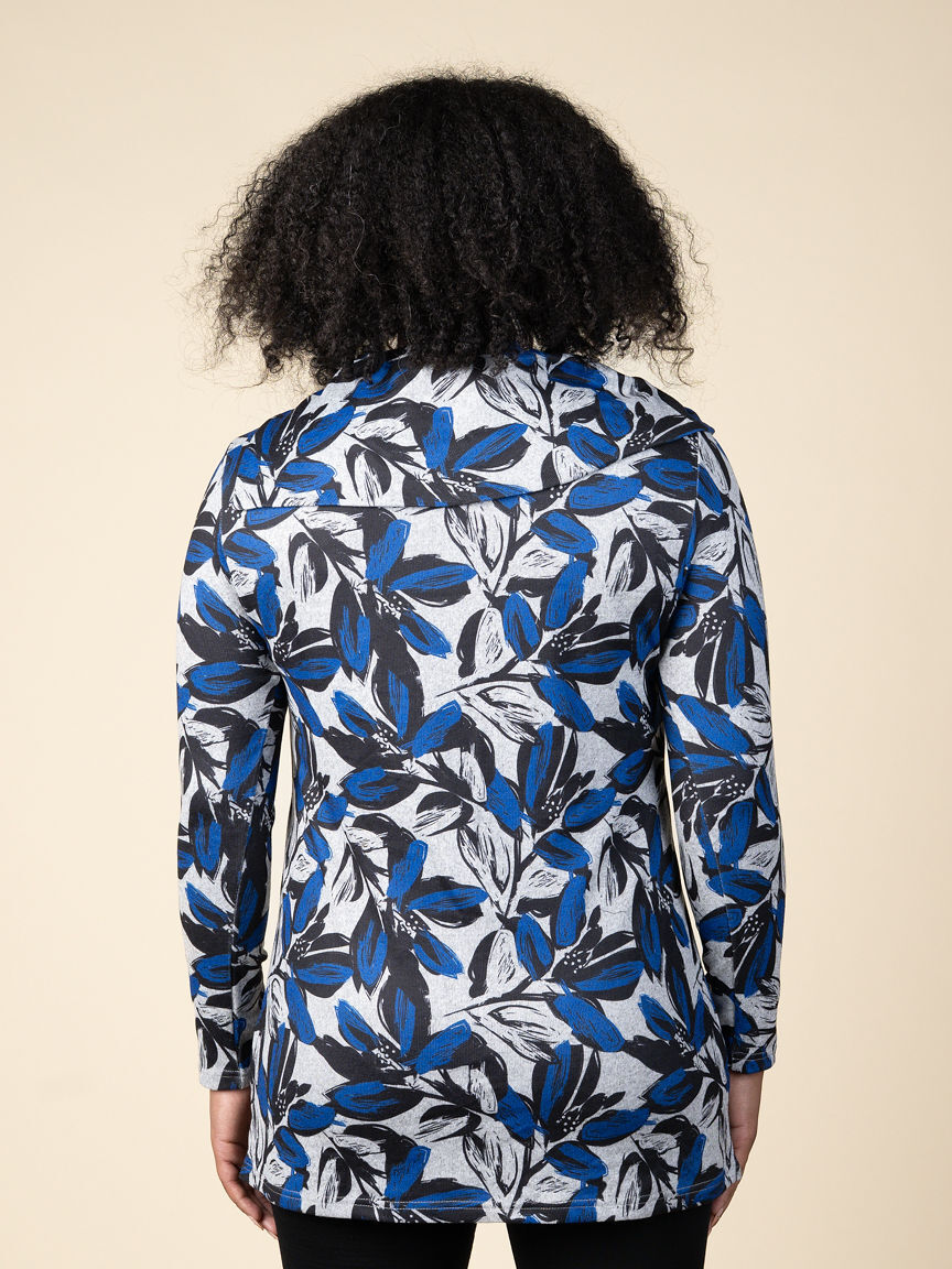 Long Sleeve Floral Tunic With Button Accent