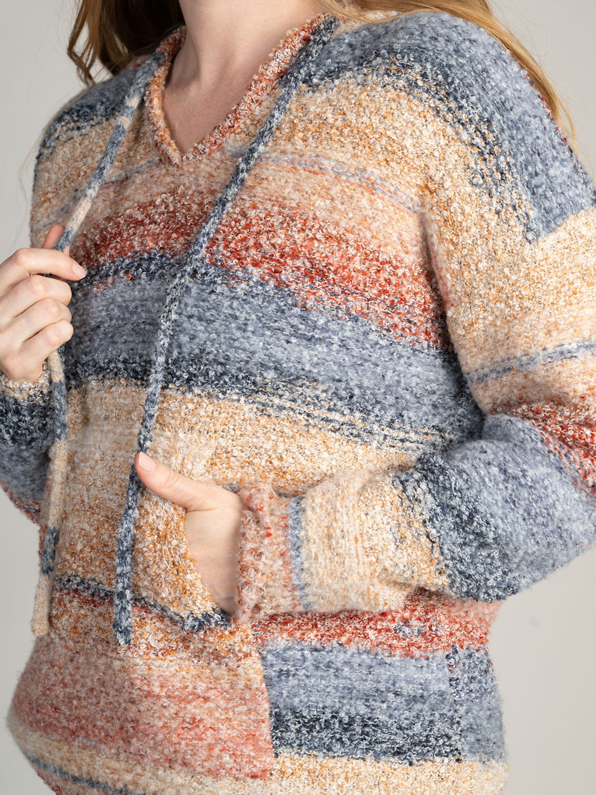 Boucl&eacute; Knit Hooded Sweater