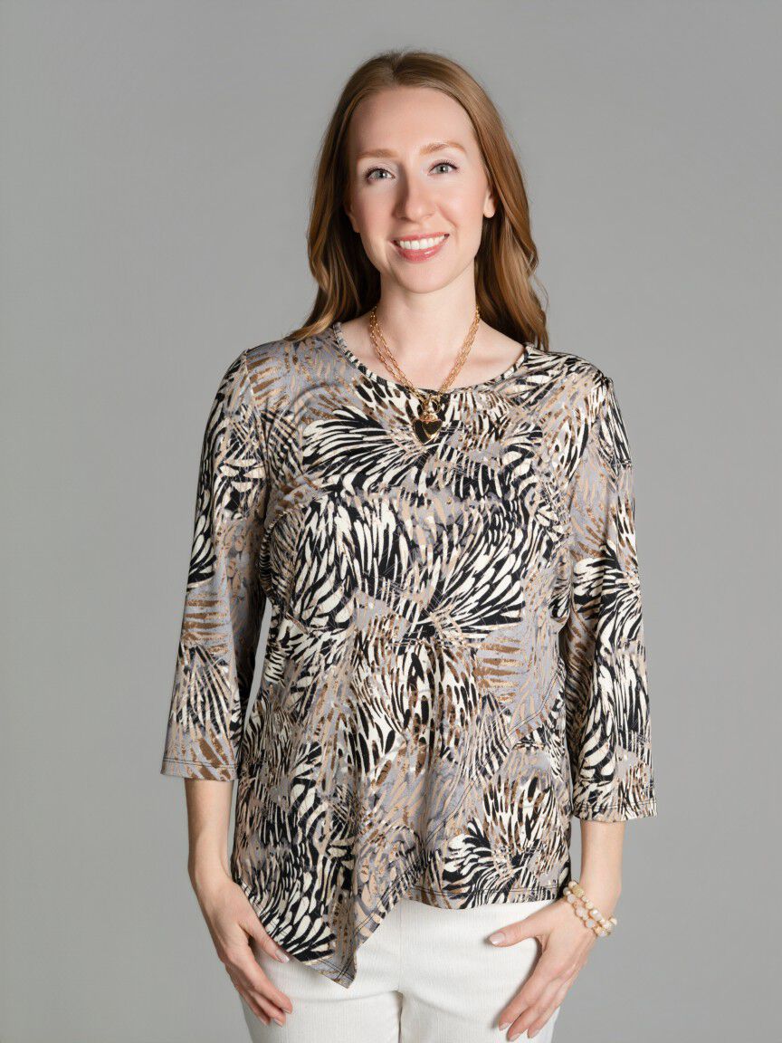 3/4 Sleeve Animal Print Top