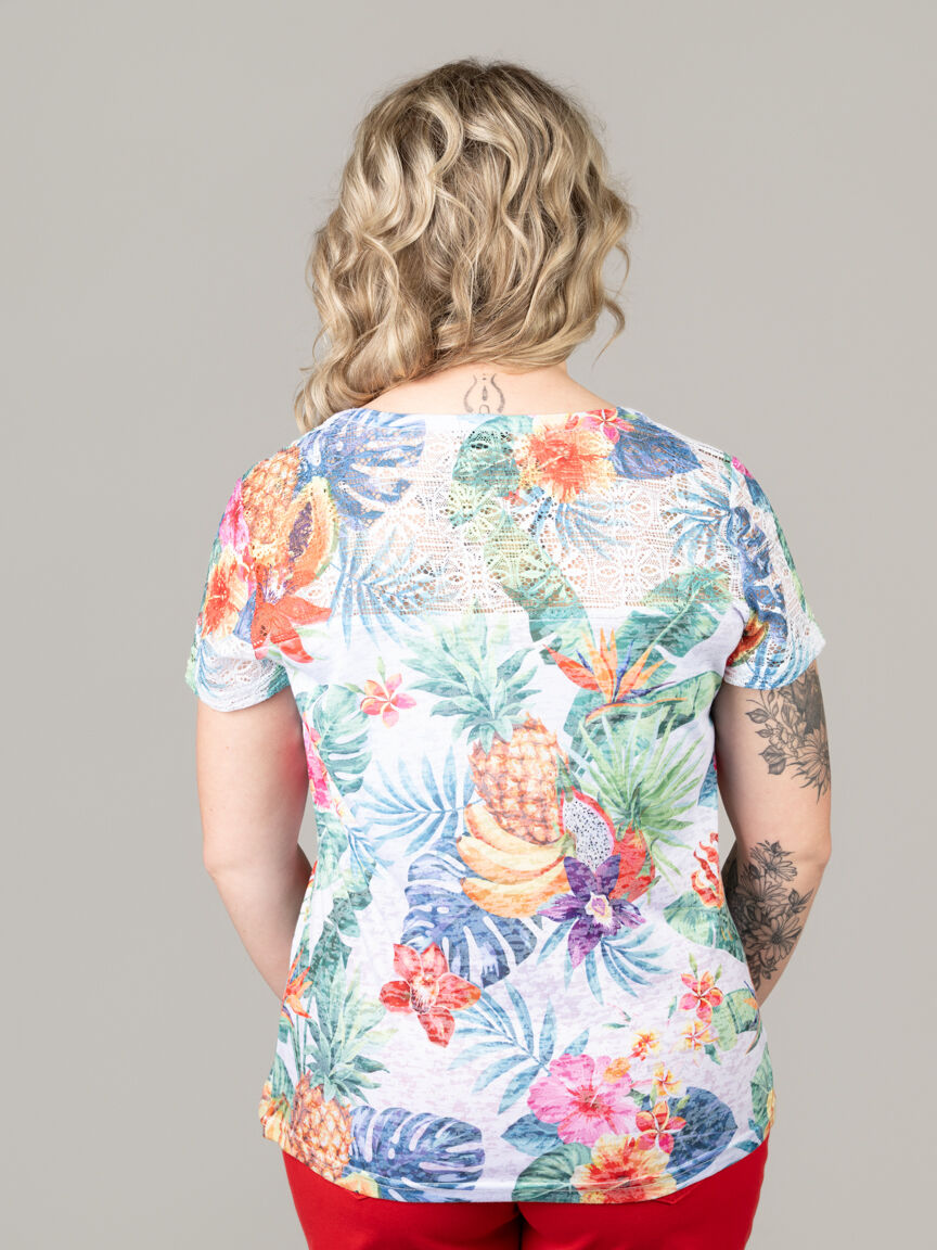 Lace Yoke Burnout T-Shirt