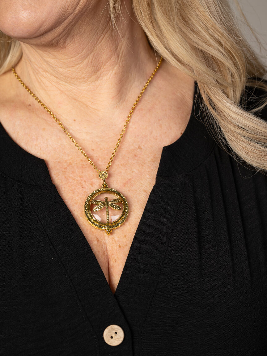 Dragonfly Magnifying Glass Necklace