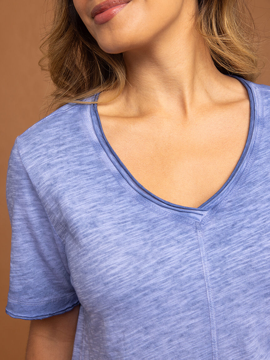 Solid Melange V-Neck Top  Image 5