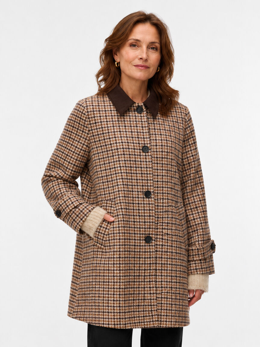 Check A-Line Coat