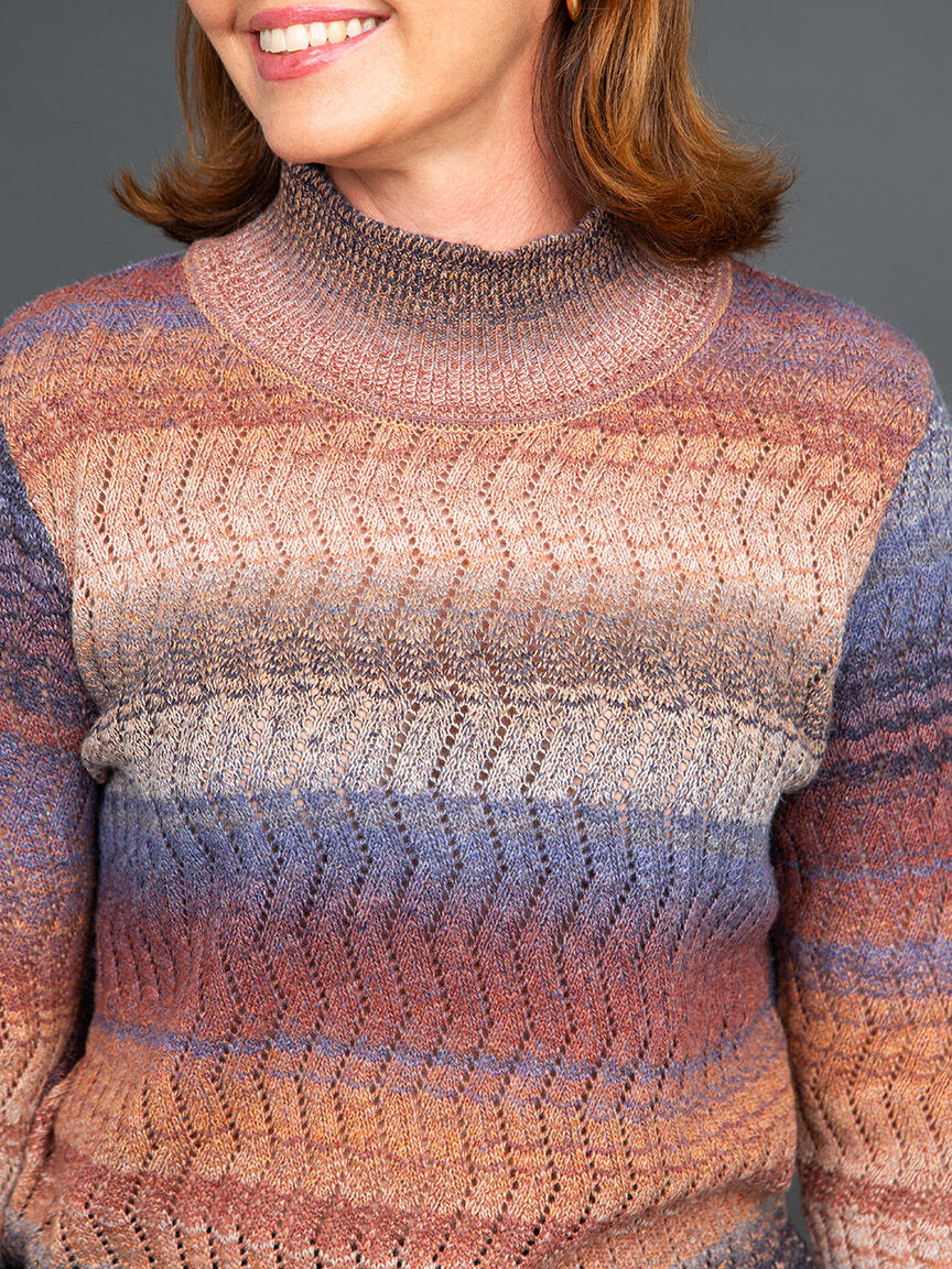Open Knit Ombre Mock Neck Sweater Image 5