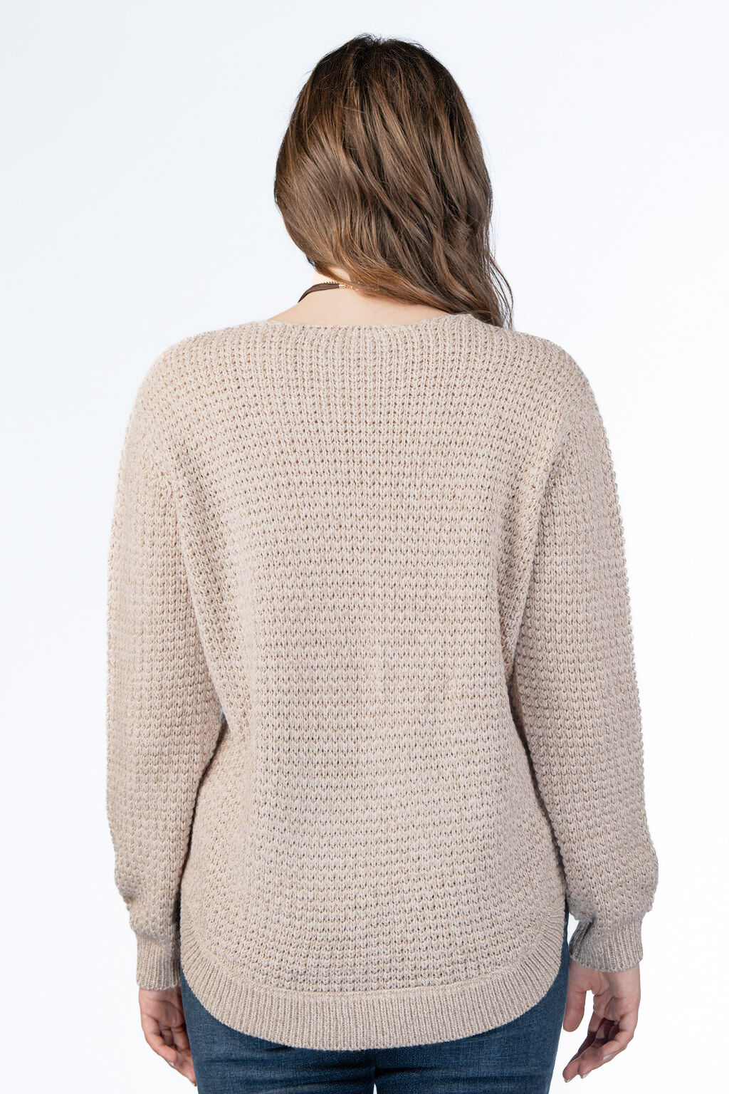 Cable-Knit Shirt-Tail Sweater  Image 2