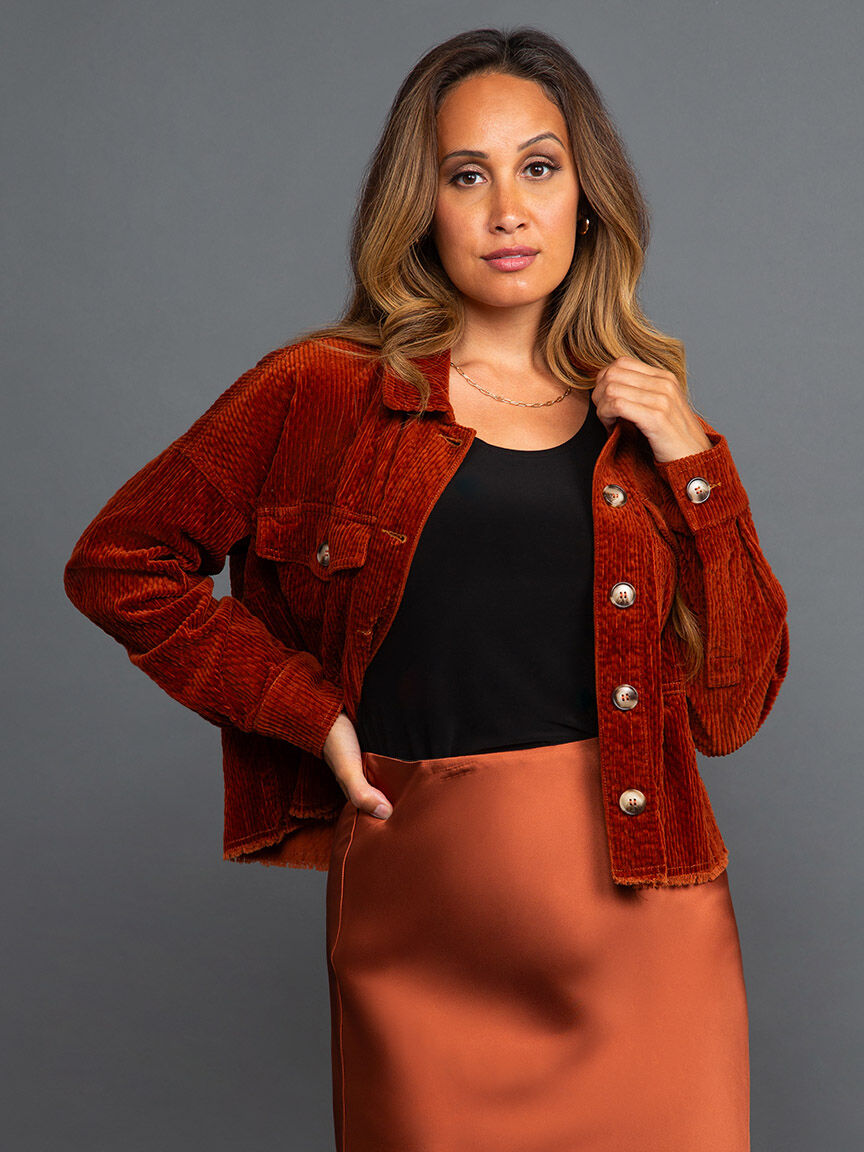 Textured Cord Denim Shacket w/ Patch Pockets Image 2