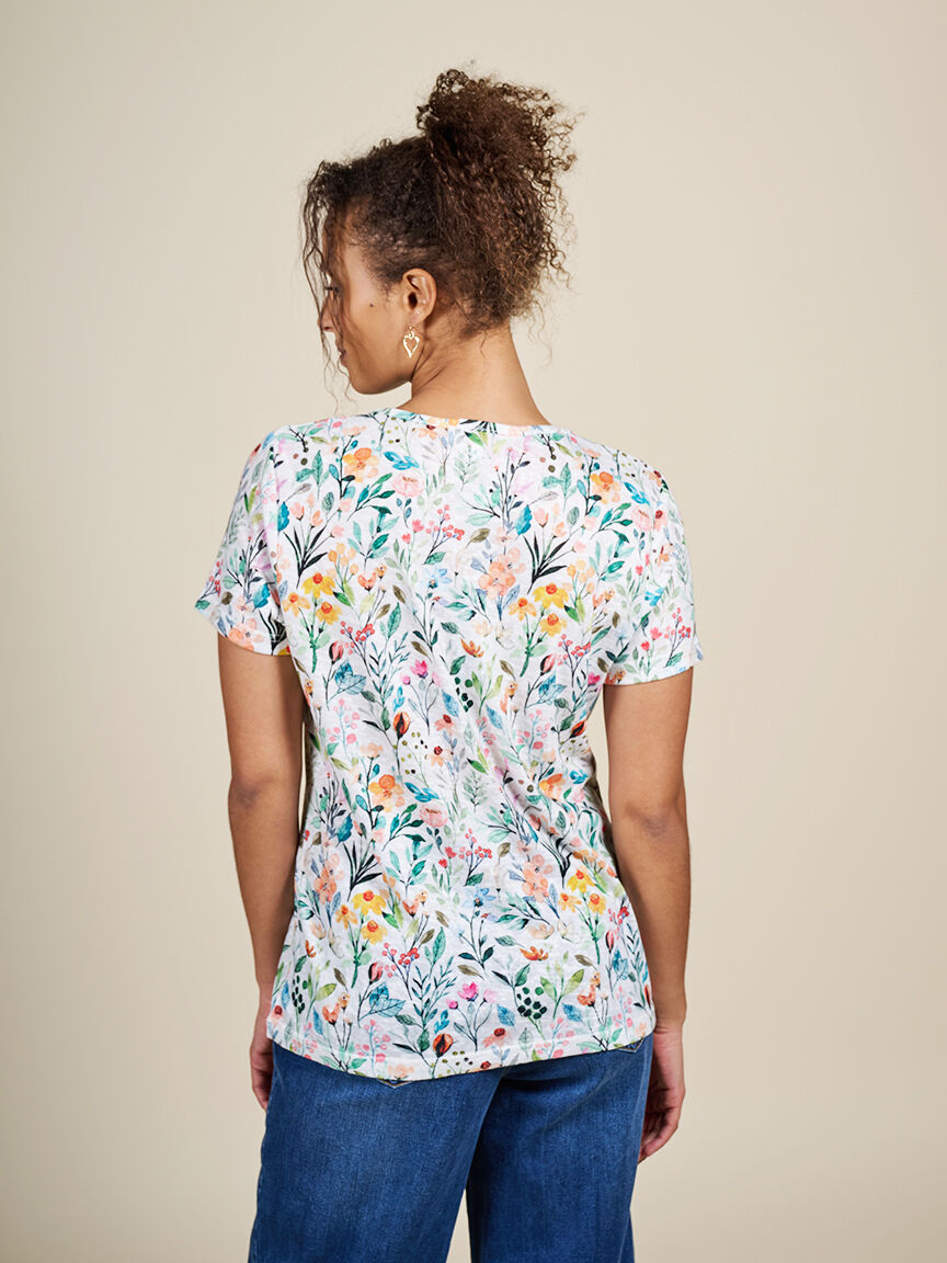 Short Sleeve Top with Ladder Stitching  Image 2