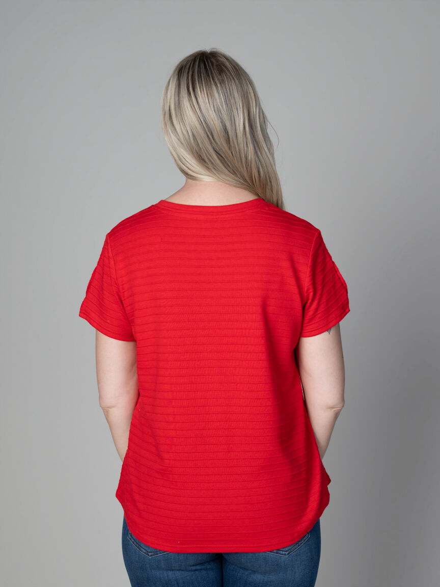 Short Sleeve Texture Striped Top Image 5