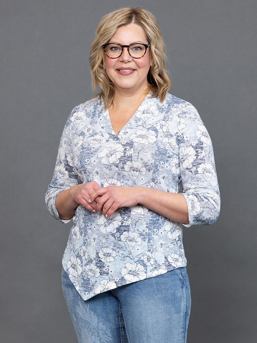 Elbow Sleeve Knit Top w/ Shoulder Button Detail Image 2