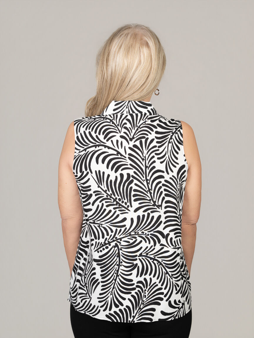 Sleeveless V-Neck Collared Top