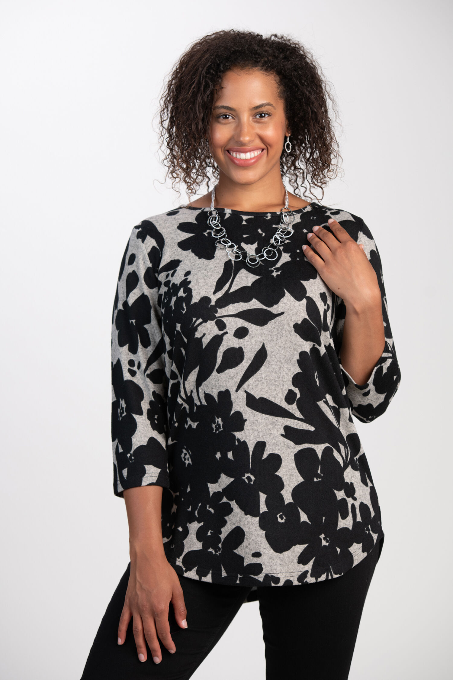 Floral Boat Neck Top  Image 1